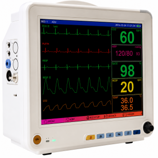 3 4 Monitor Multiparamêtrico com Capnografia ECG + SPO2 + PANI + TEMP + FR + SAÍDA DE VÍDEO VGA
